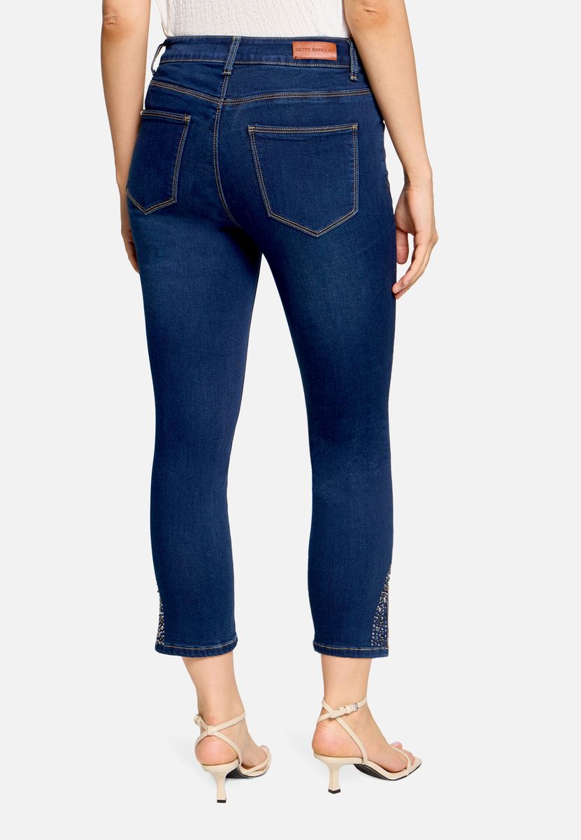 Slim-Fit-Jeans mit Strass-Details