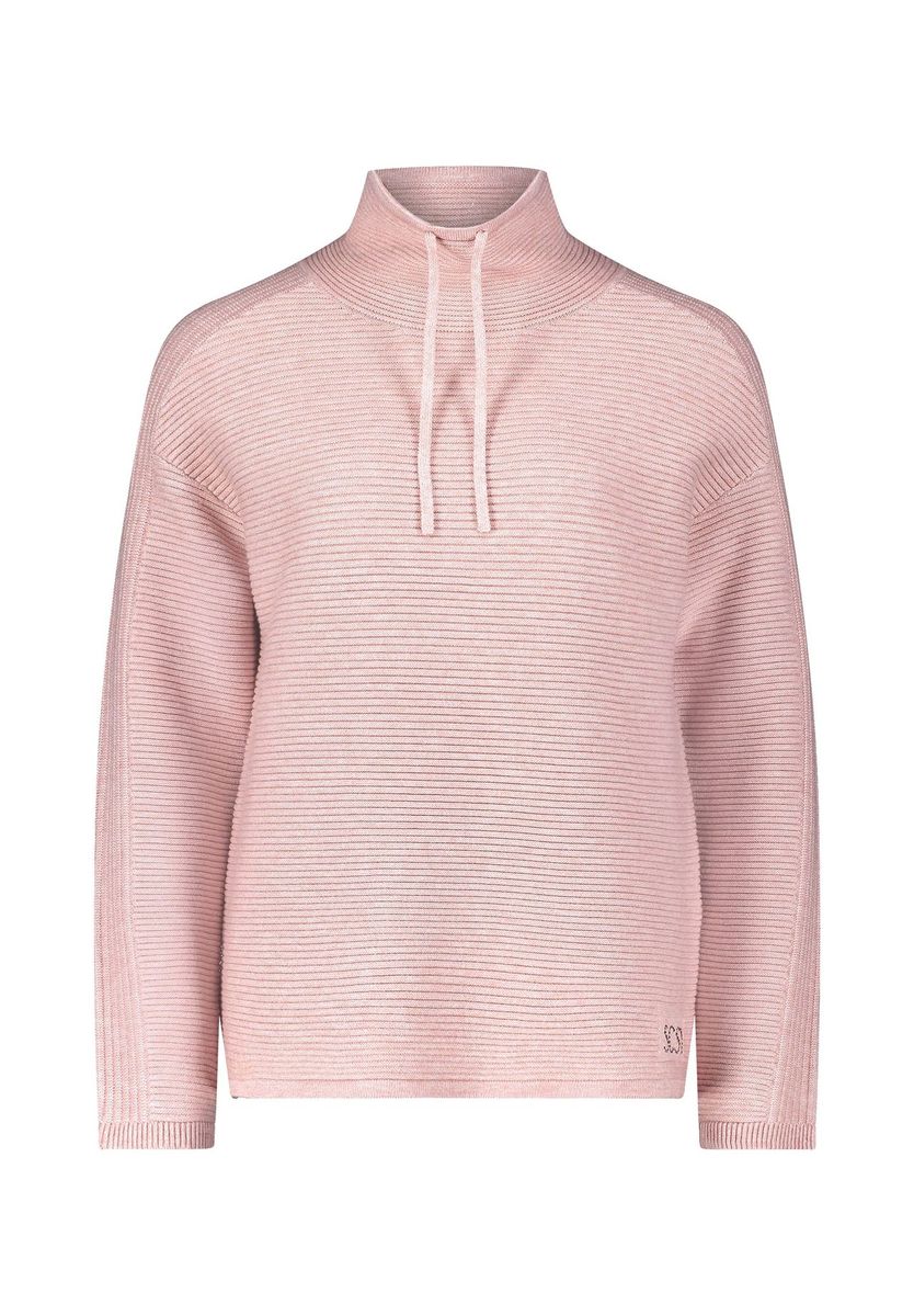 Gerippter Strickpullover mit Stehkragen
