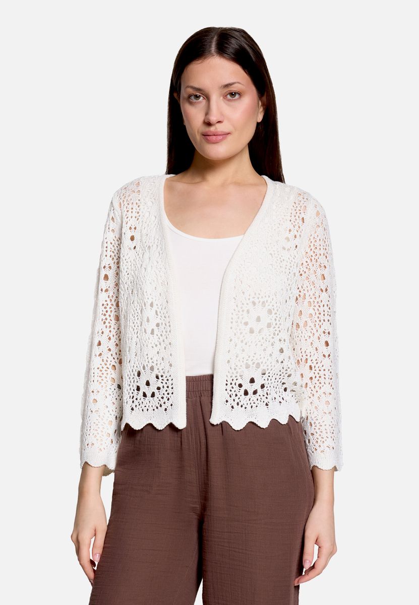 Filigrane Ajour-Strickjacke ohne Verschluss