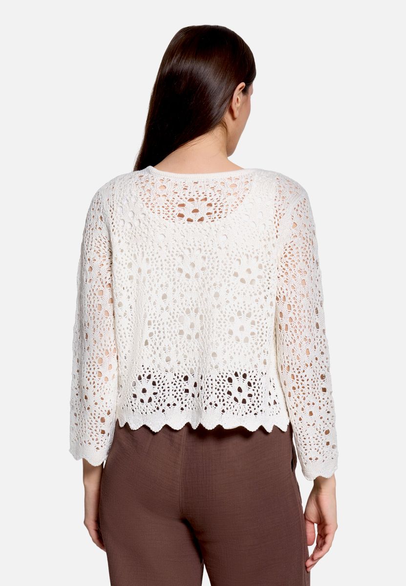 Filigrane Ajour-Strickjacke ohne Verschluss