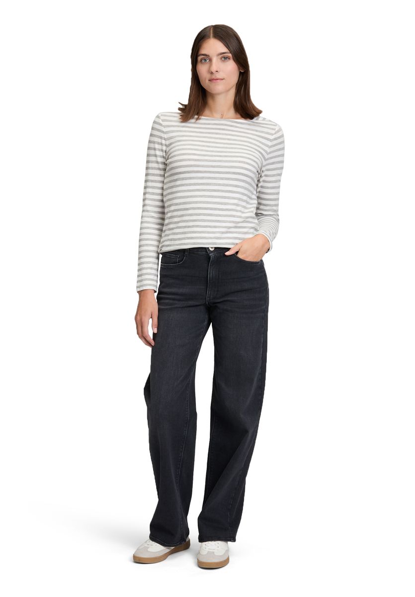 Gestreiftes Longshirt mit U-Boot-Ausschnitt