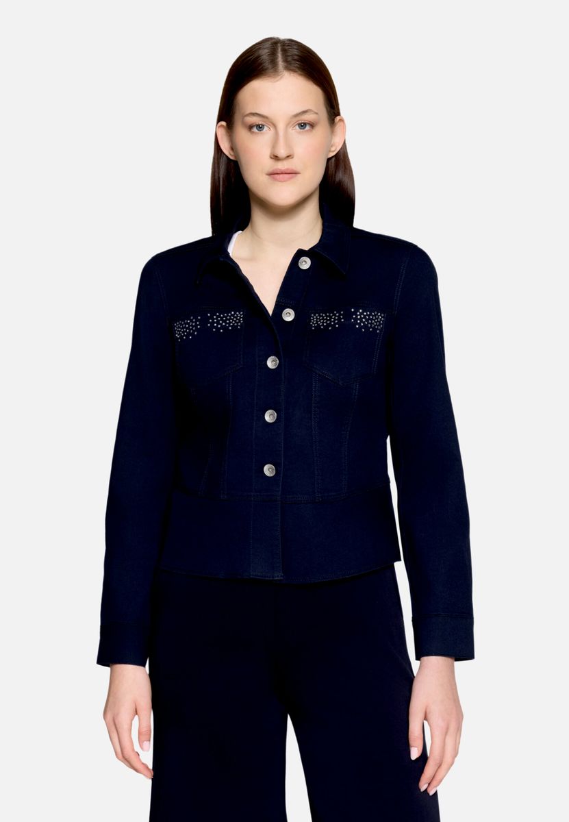 Taillierte Schößchen-Jacke mit Schmucksteinen