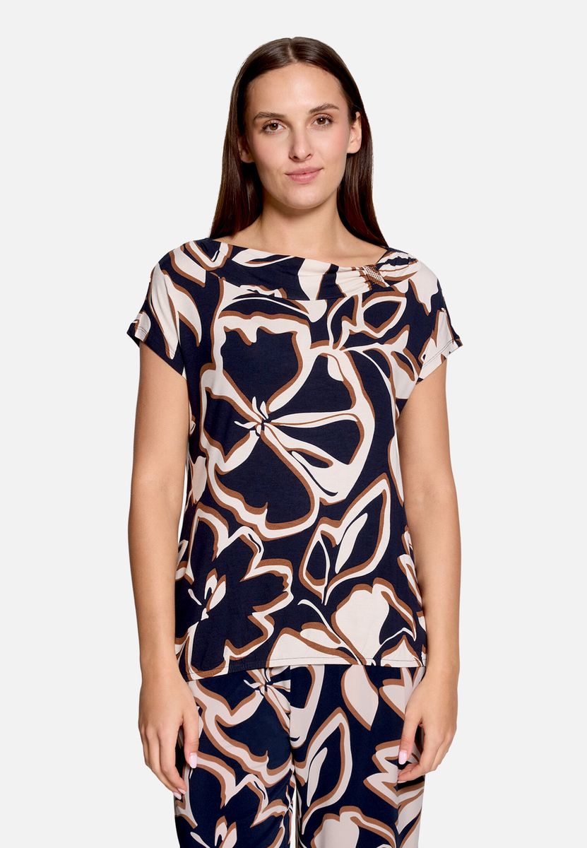 Elegantes Top mit Blumenprint und Raffung