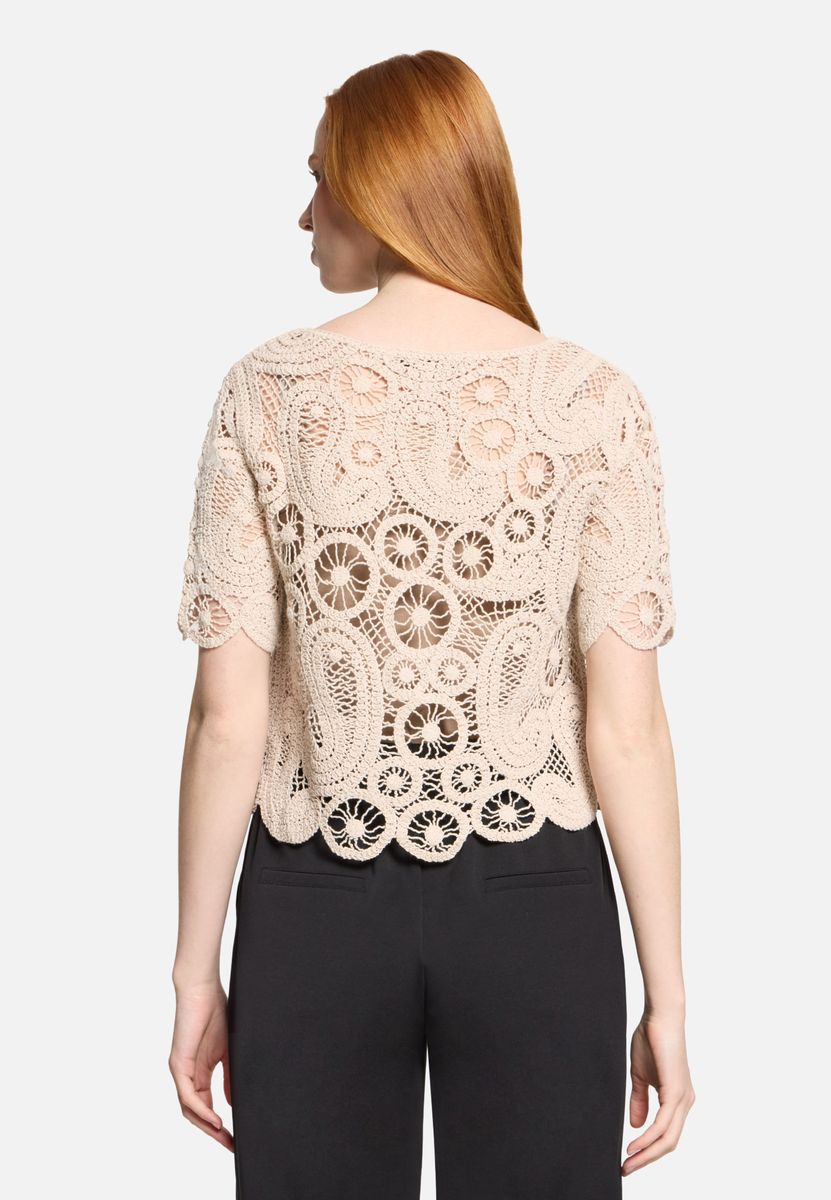 Paisley-Spitzentop mit U-Boot-Ausschnitt