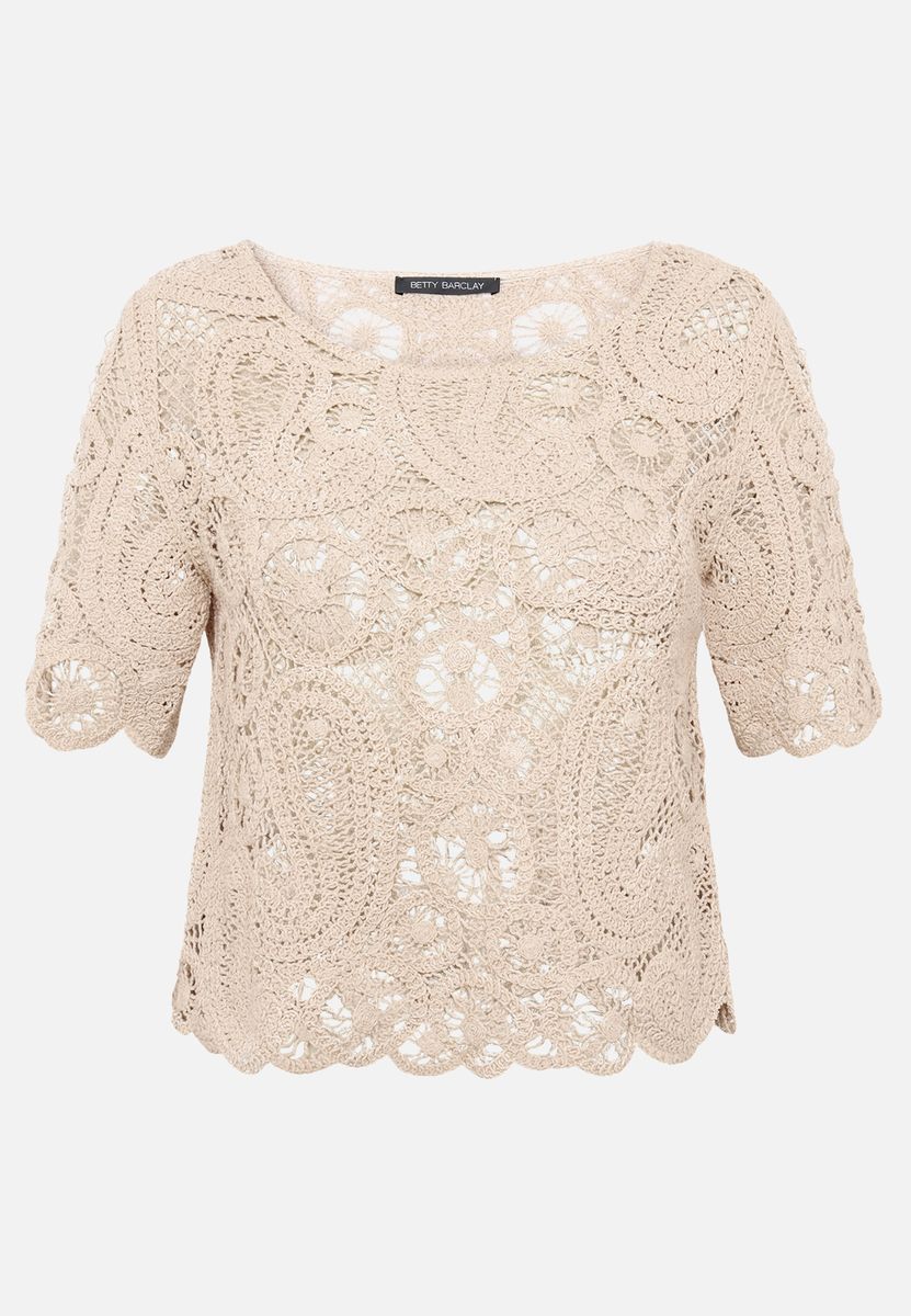 Paisley-Spitzentop mit U-Boot-Ausschnitt