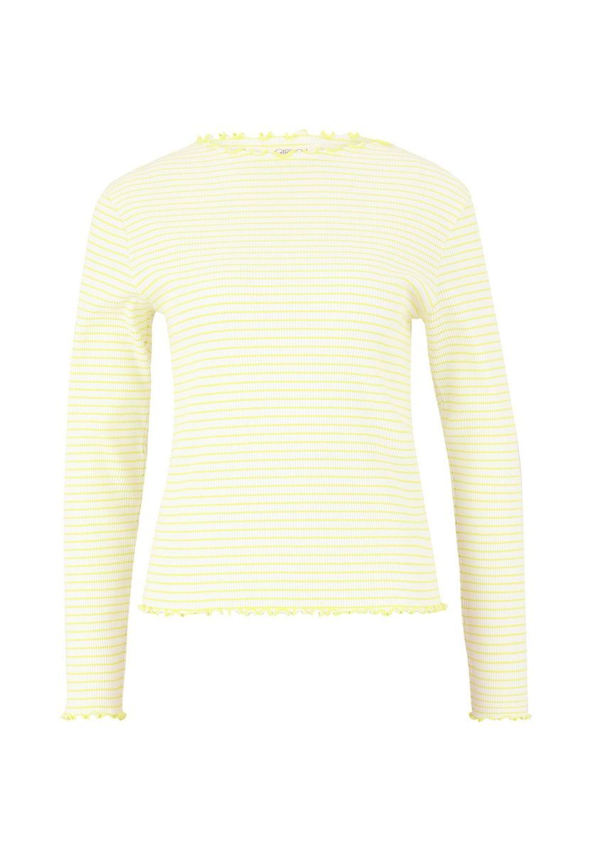 Gestreiftes Langarmshirt mit Rüschenbesatz