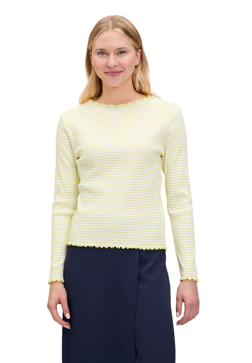 Gestreiftes Langarmshirt mit Rüschenbesatz