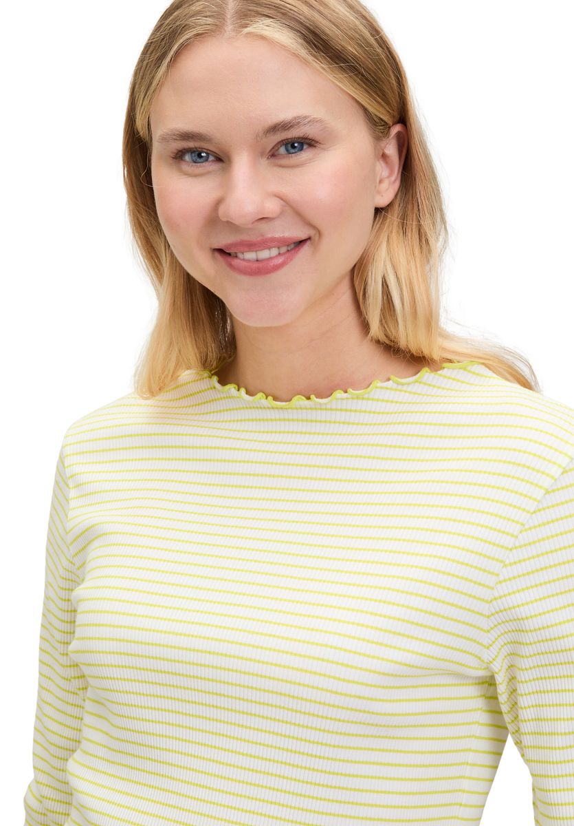 Gestreiftes Langarmshirt mit Rüschenbesatz