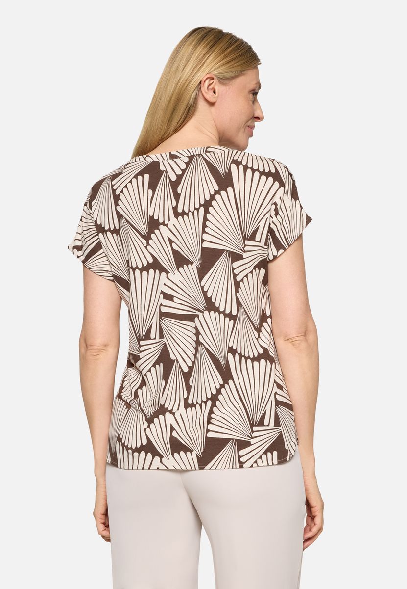 Kurzarmshirt mit grafischem Fächermuster