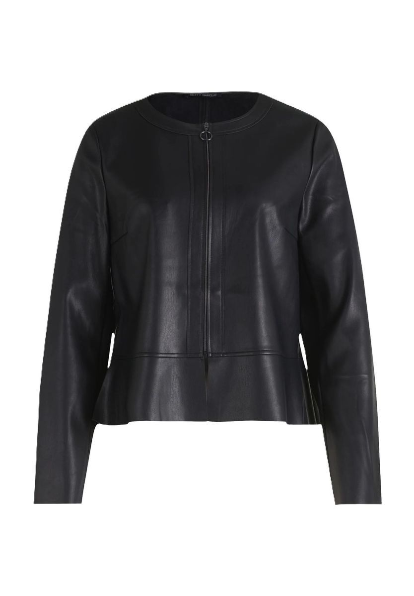 Kunstleder Peplum Jacke mit Reißverschluss