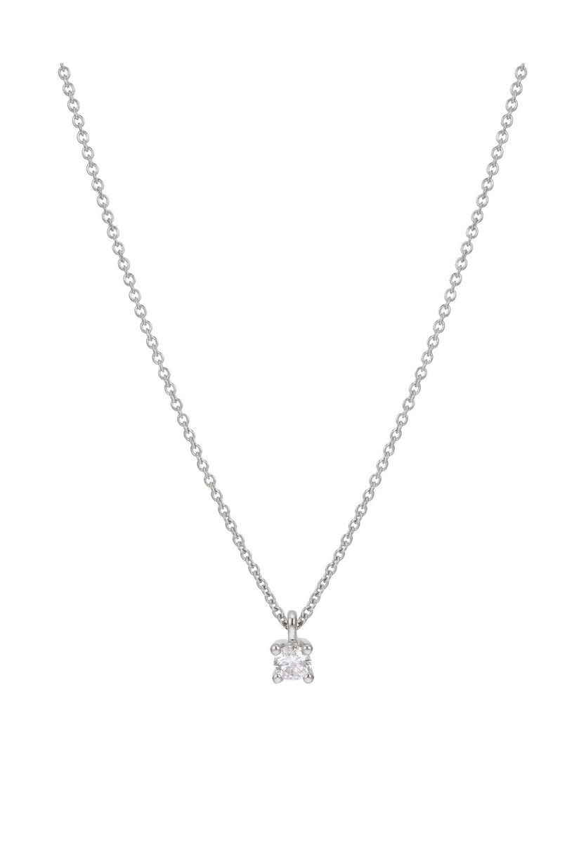 Weißgold Diamant Solitär Anhänger Halskette