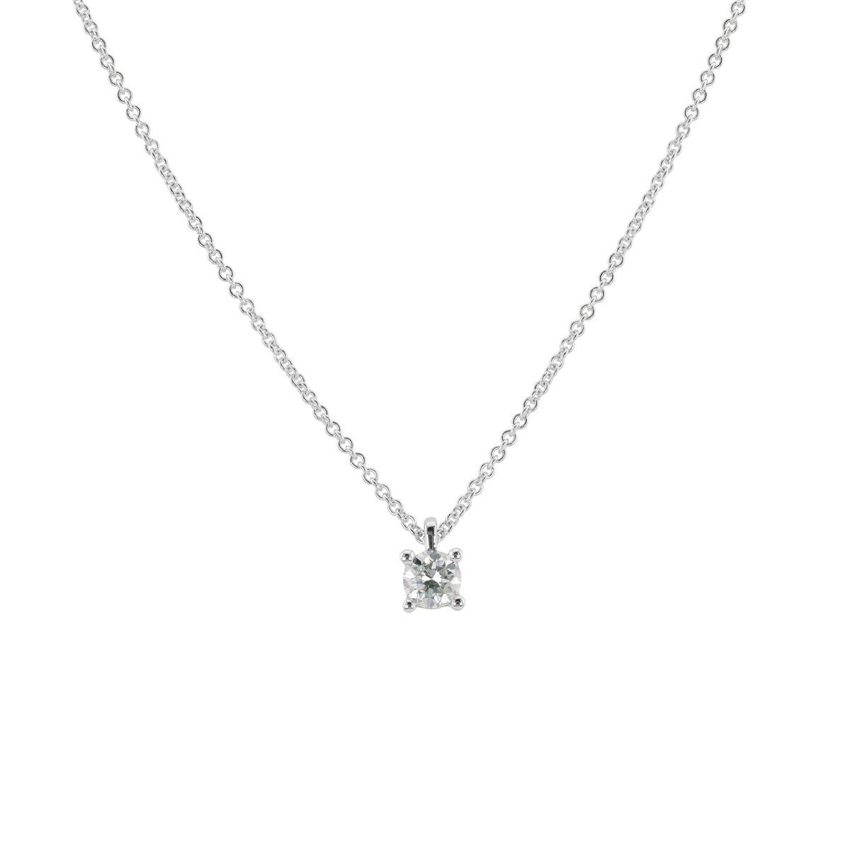 Weißgold Diamant Solitär Anhänger Halskette