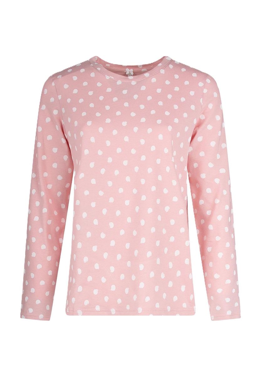 Rosa Langarmshirt mit Polka Dots