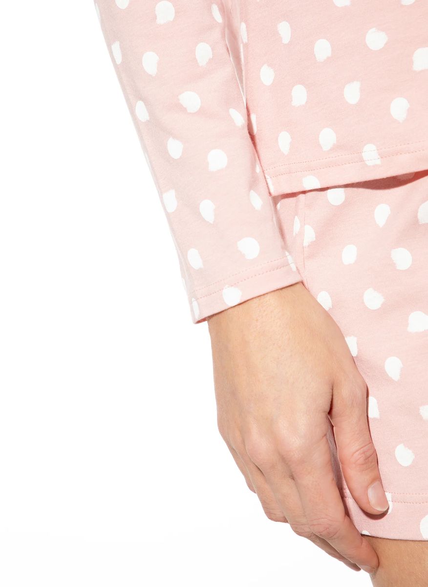 Rosa Langarmshirt mit Polka Dots