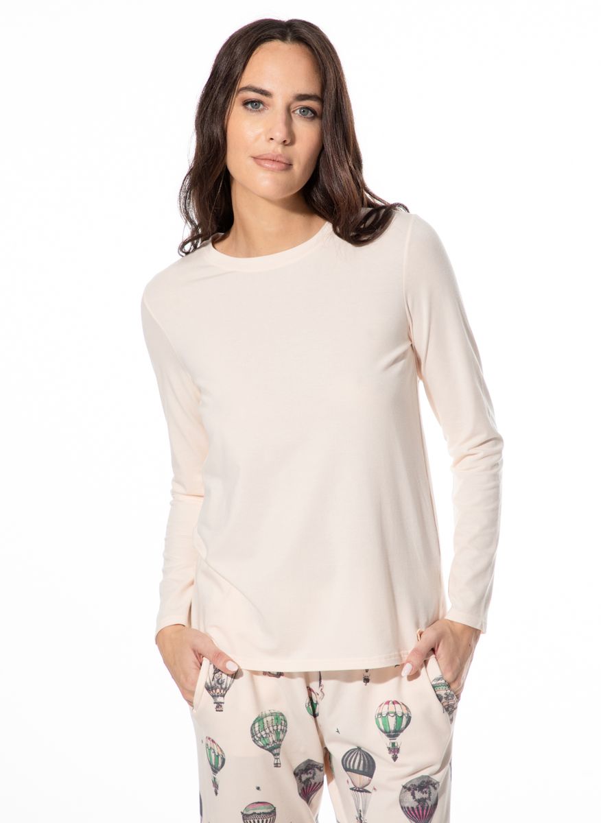 Langärmliges Schlafshirt mit lockerer Passform