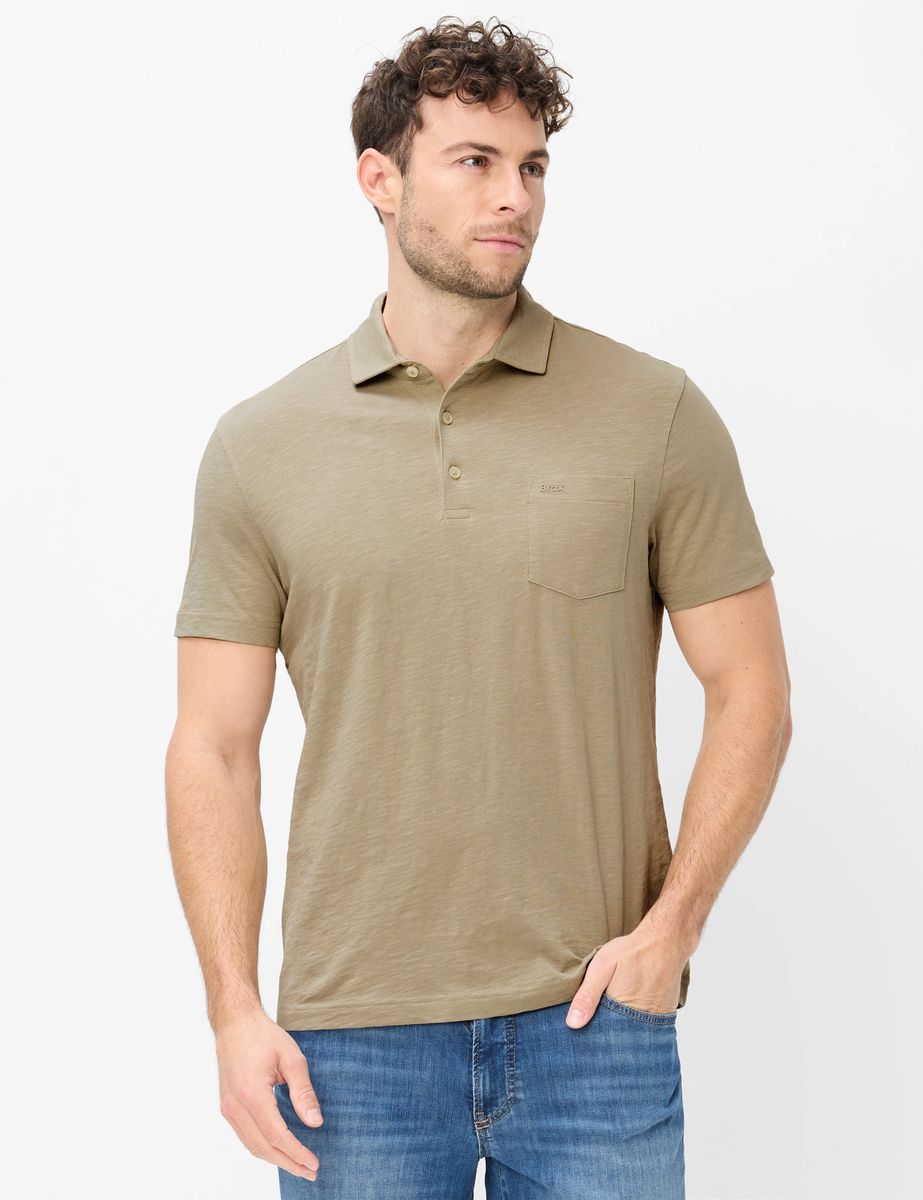 Baumwoll-Poloshirt mit Flammgarn-Struktur