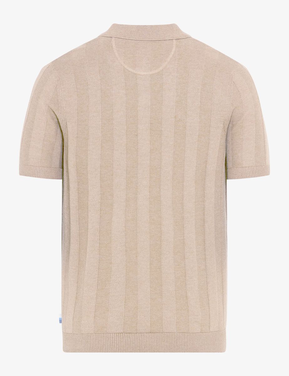 Vertikal geripptes Strick-Poloshirt
