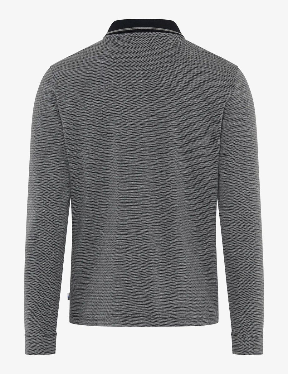 Strukturiertes Langarm-Poloshirt aus Baumwolle