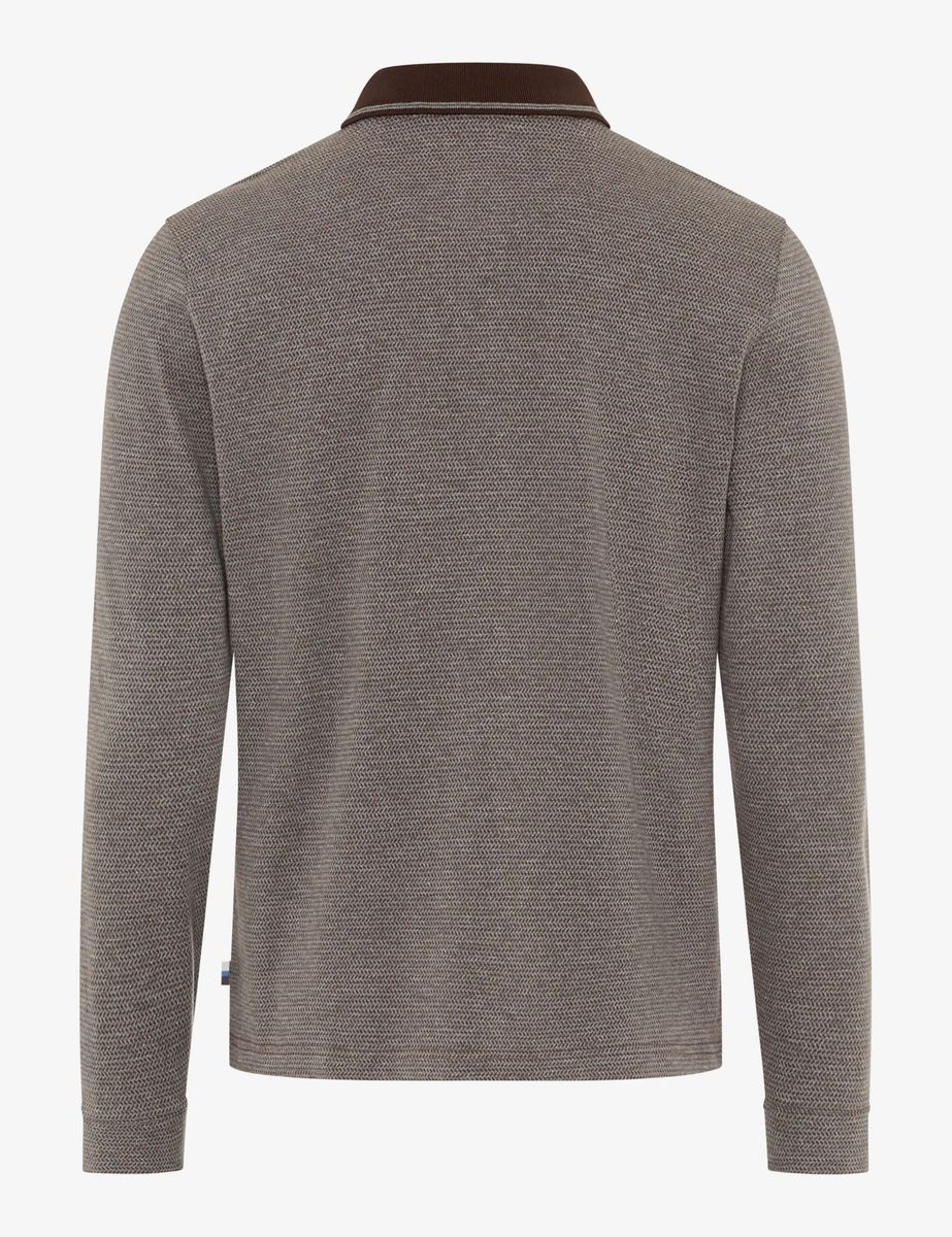 Strukturiertes Langarm-Poloshirt