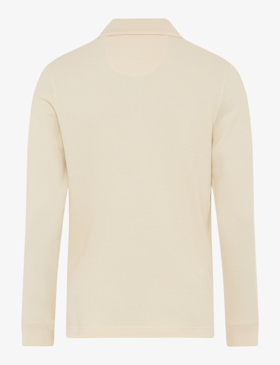 Strukturiertes Langarm-Poloshirt mit Tasche