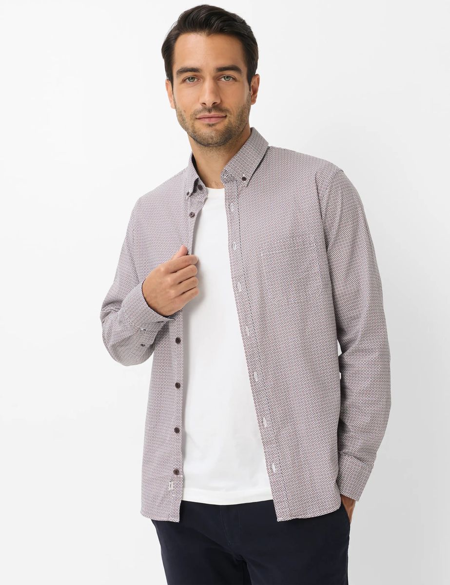 Hi-FLEX Baumwollhemd mit geometrischem Muster