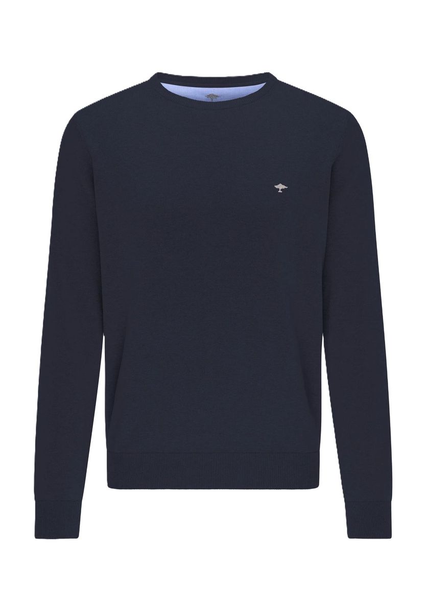 Klassischer marineblauer Strickpullover aus Baumwolle