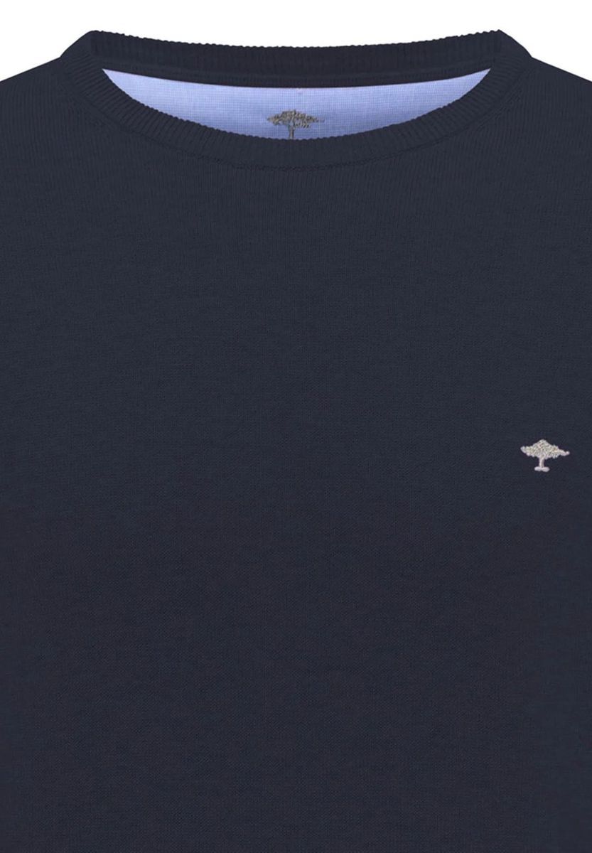 Klassischer marineblauer Strickpullover aus Baumwolle