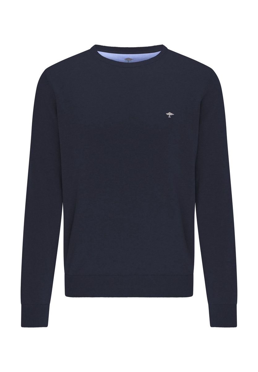 Klassischer Baumwoll-Strickpullover mit Rundhalsausschnitt