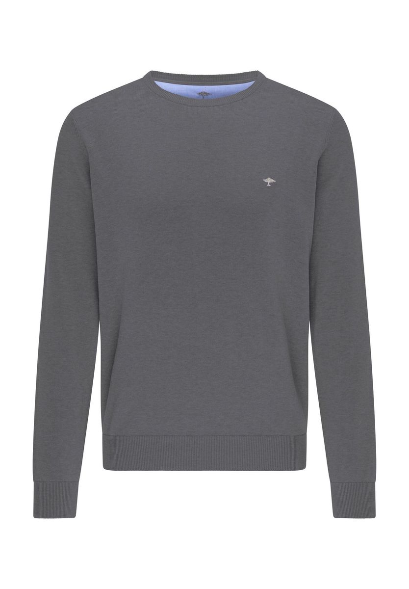 Klassischer Baumwollstrick-Pullover mit Rundhalsausschnitt