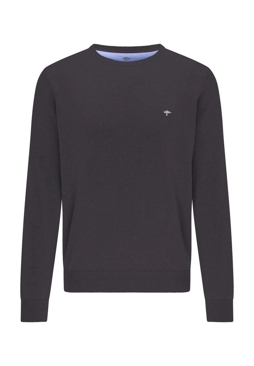 Klassischer Baumwollstrick-Pullover mit Rundhalsausschnitt