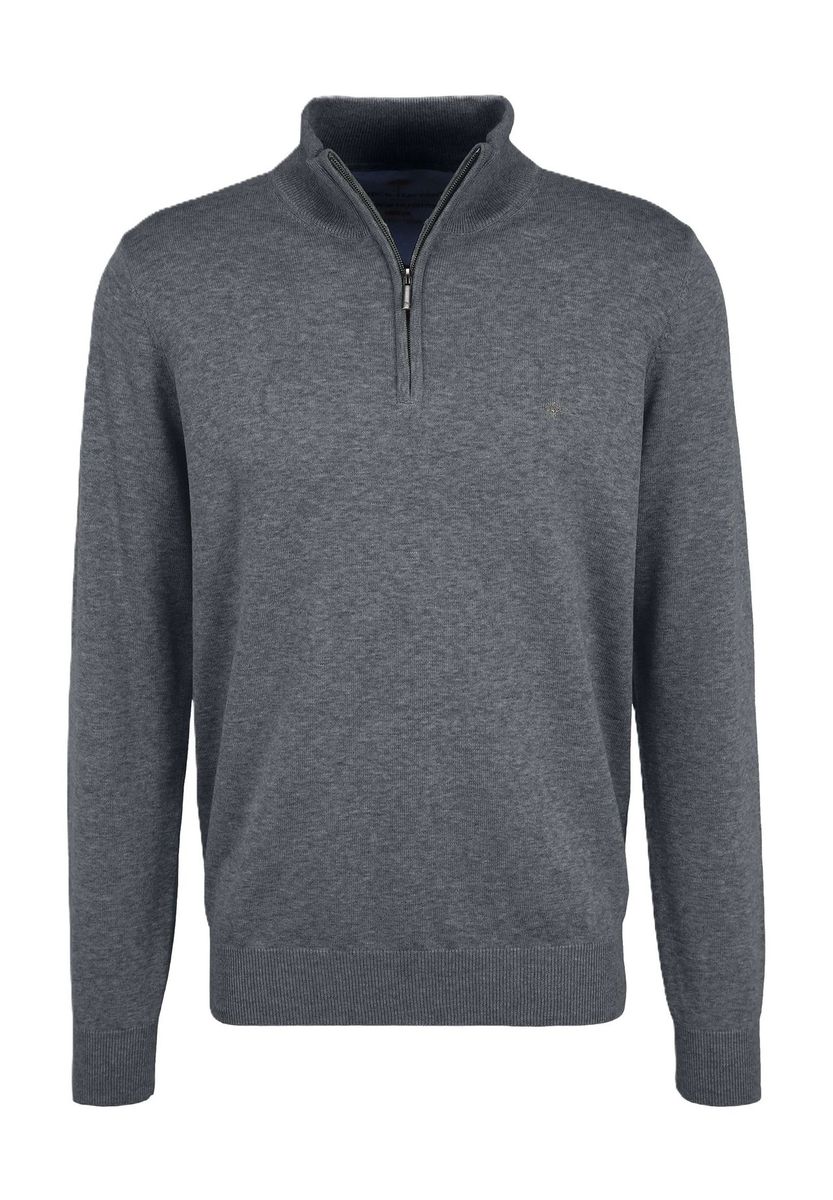 Klassischer Baumwollpullover mit Viertelreißverschluss