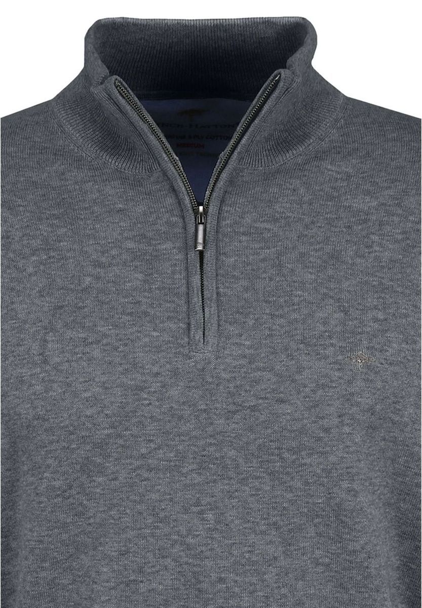 Klassischer Baumwollpullover mit Viertelreißverschluss