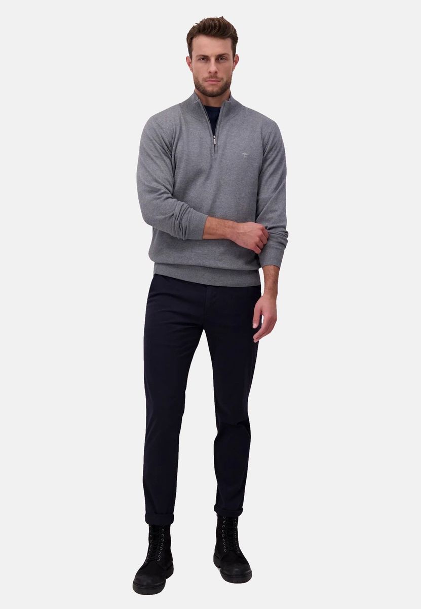 Herren Feinstrickpullover mit halbem Reißverschluss