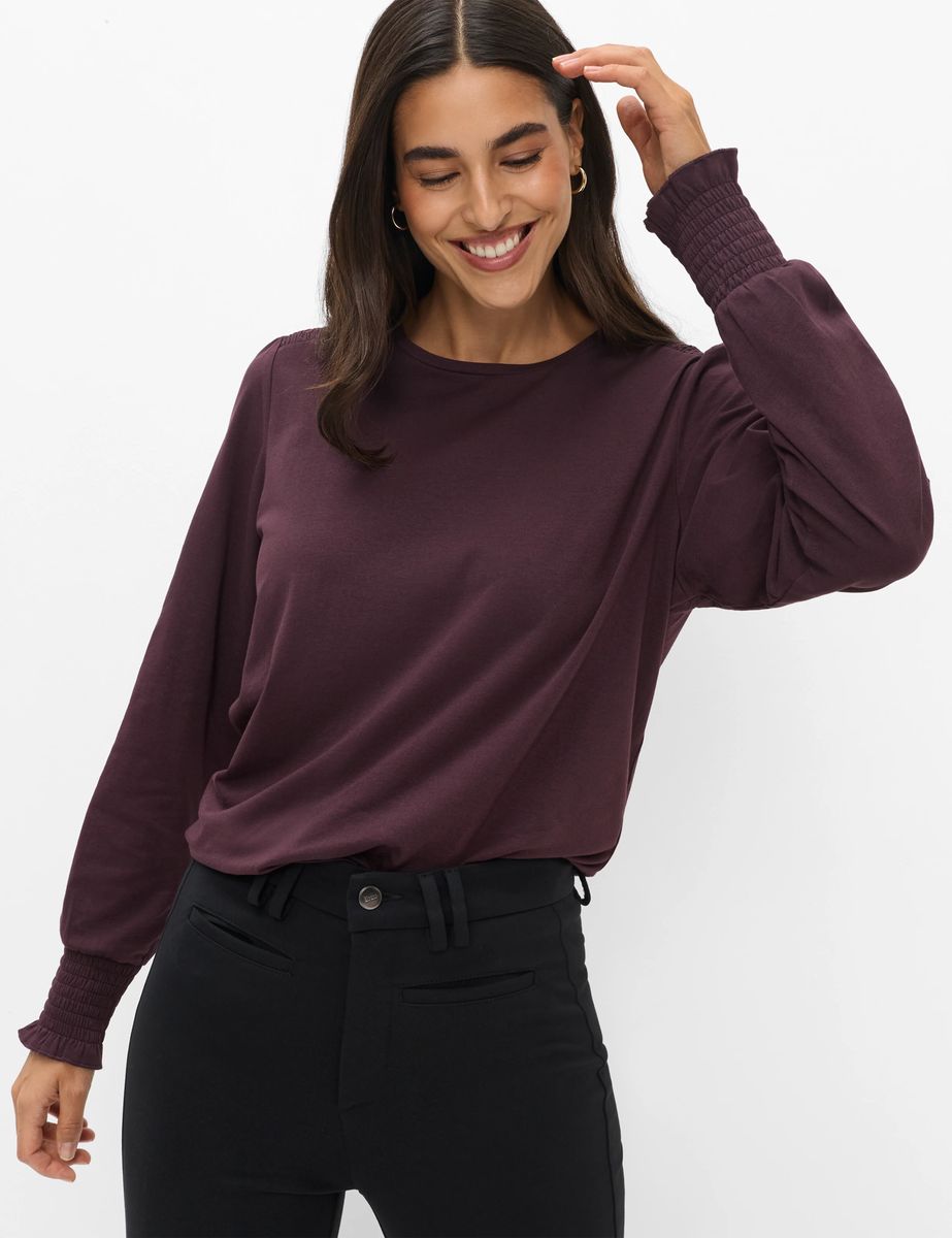 Langarmshirt mit Smok-Details