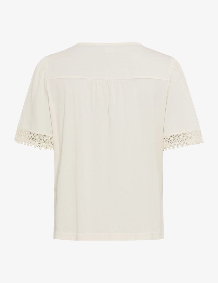 Jersey-Bluse mit Lochstickerei