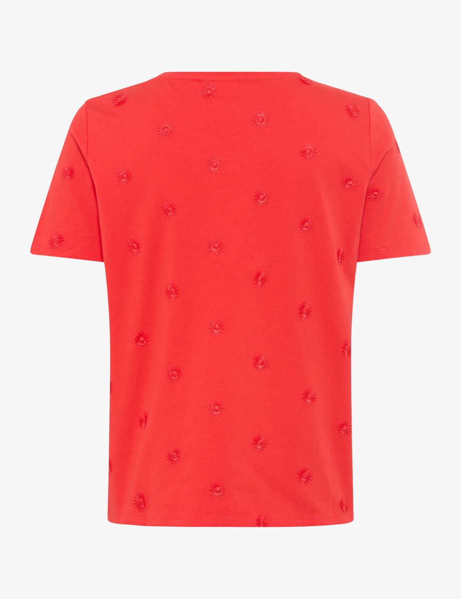 Baumwollshirt mit 3D-Blumenstickerei