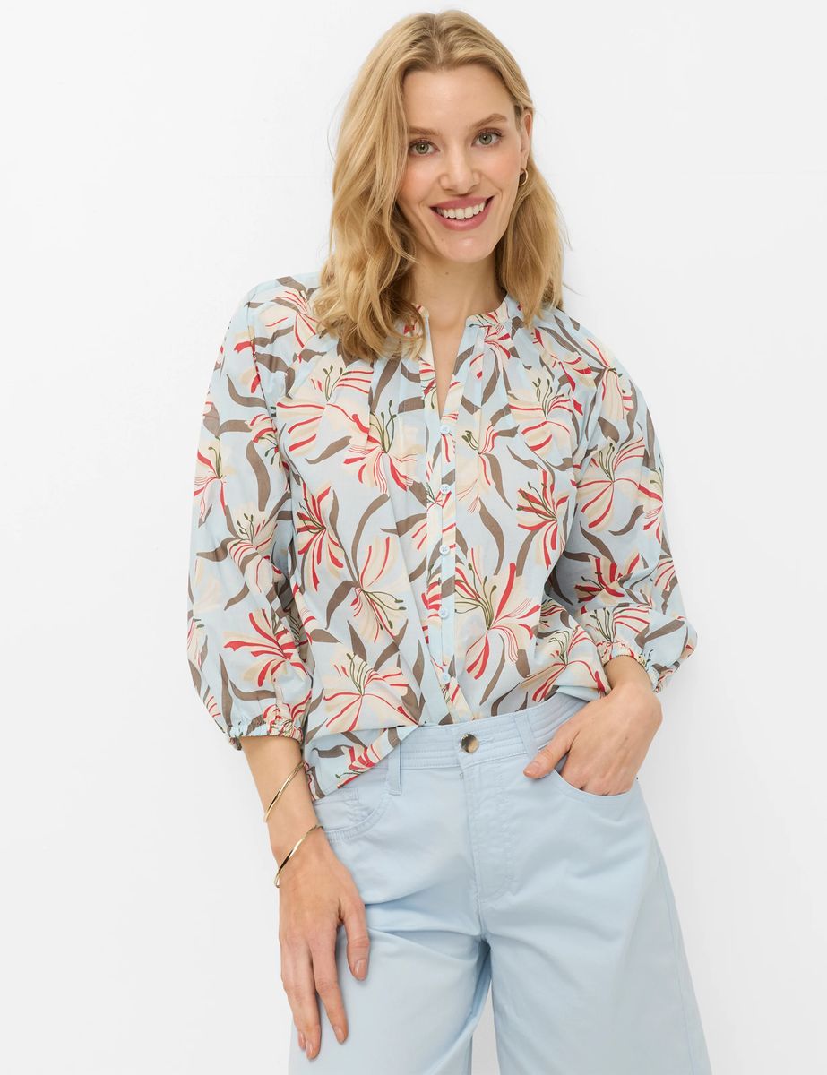Bluse mit Blumenprint aus Baumwoll-Voile