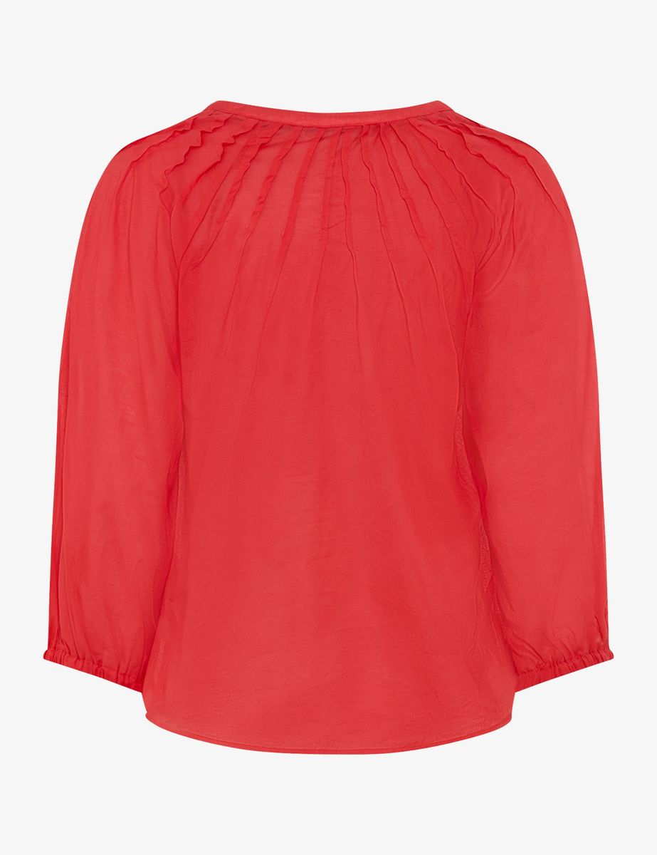 Henley-Bluse aus Baumwoll-Voile mit Falten
