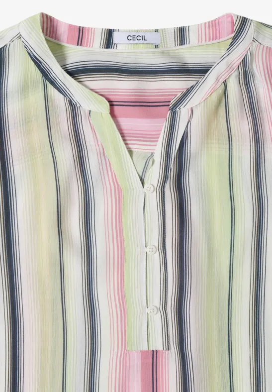 Bunte Streifenbluse mit Schlitzhalsausschnitt