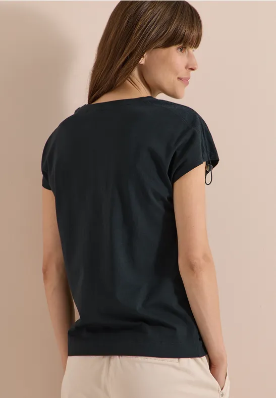Kurzarmshirt mit Tunnelzug-Detail