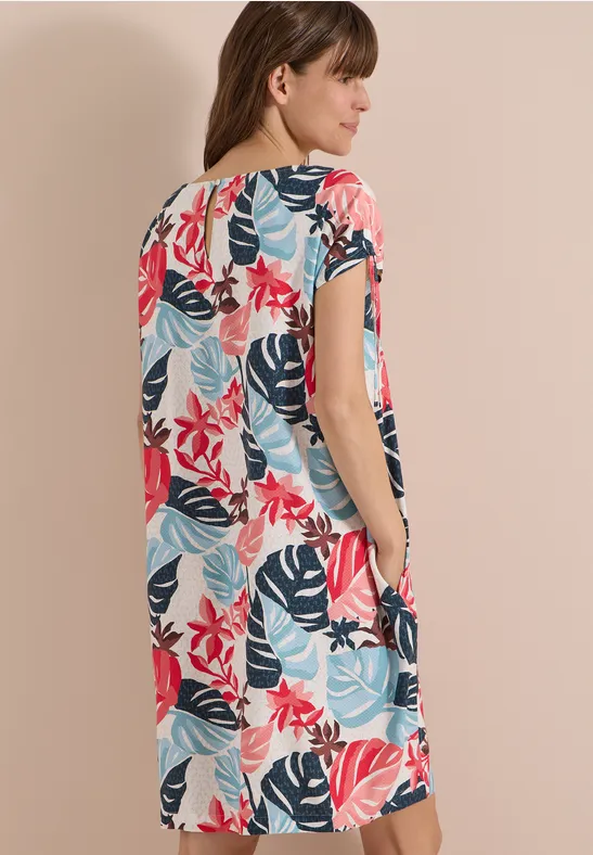 Jerseykleid mit tropischem Blätterprint