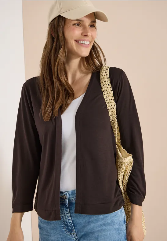 Offener Jersey-Cardigan mit 3/4-Ärmeln
