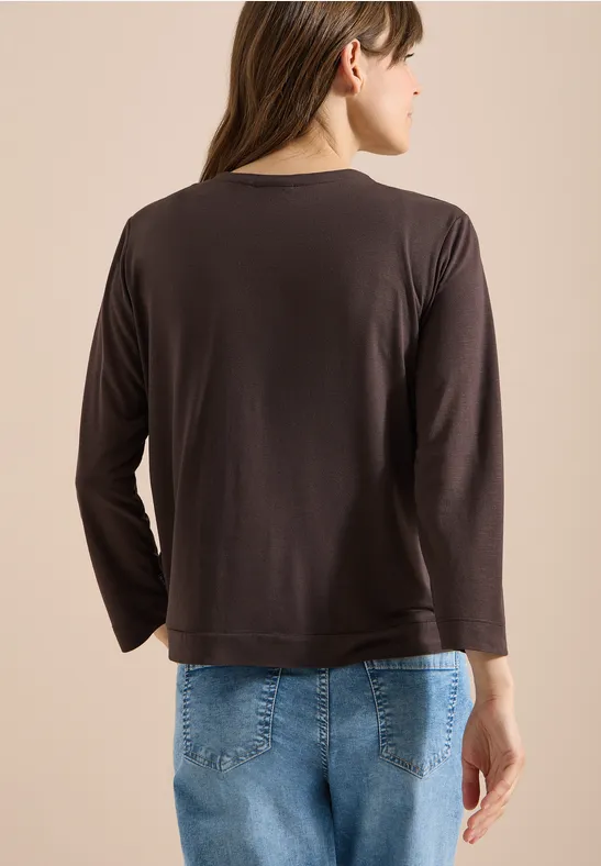 Offener Jersey-Cardigan mit 3/4-Ärmeln