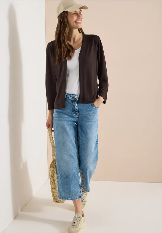 Offener Jersey-Cardigan mit 3/4-Ärmeln