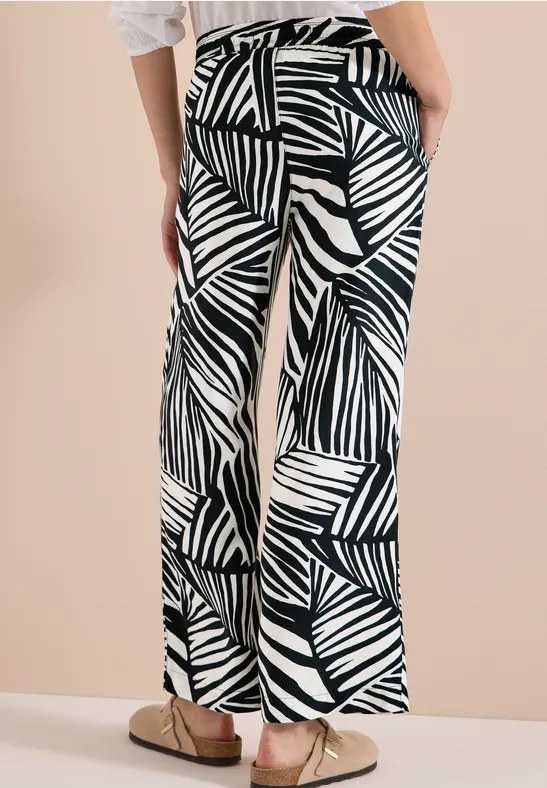 Weite Viskosehose mit Print-Muster