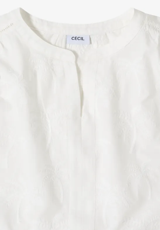 Baumwollbluse mit Palmen-Stickerei