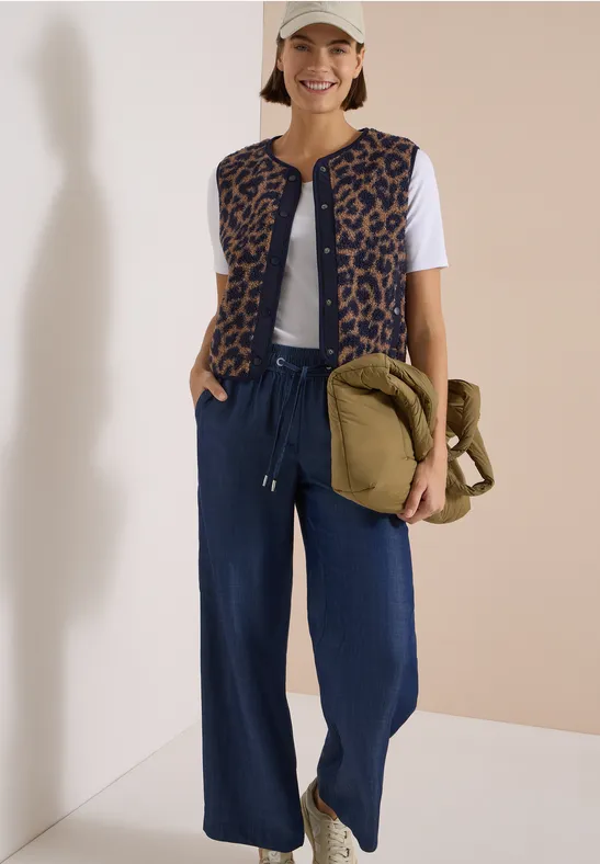 Teddy-Weste mit Leopardenmuster