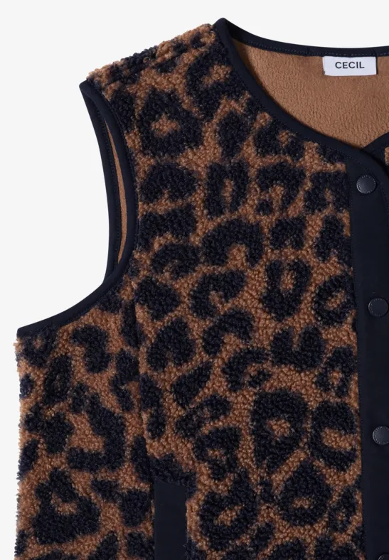 Teddy-Weste mit Leopardenmuster
