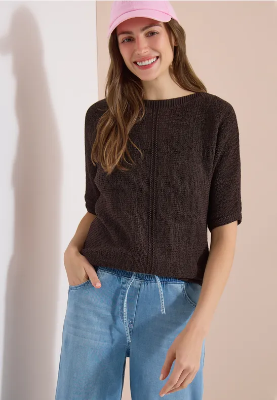 Lockerer Strickpullover mit Dolman-Ärmeln