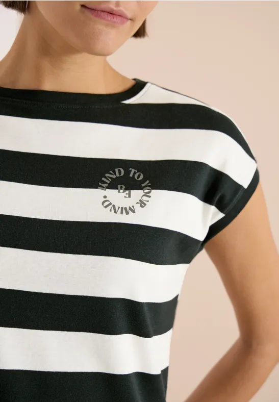 Gestreiftes T-Shirt mit Rundprint